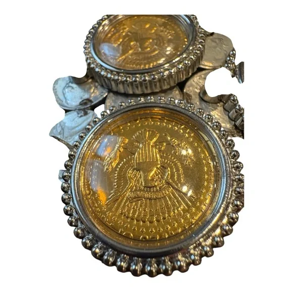 Vintage Coin Belt Buckle – artisan made Gold & Silver Tone Statement Piece J11